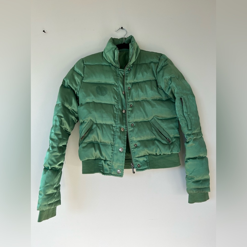 Juicy Couture RARE brilliant green puffer jacket XS